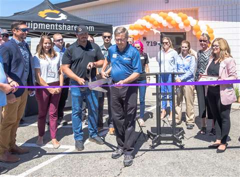 EquipmentShare representatives cut the ribbon on the site of its new branch in Grand Junction